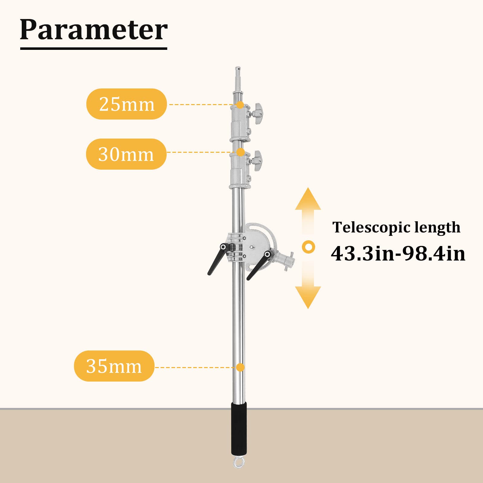 C Stand Boom Arm – Heavy Duty Rotating Crossbar with Sandbag
