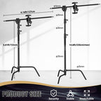 10.8ft Black C Stand Light Stand Stainless Metal Photography Kit