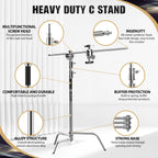 10.8ft Silver C Stand Light Stand Stainless Metal Photography Kit