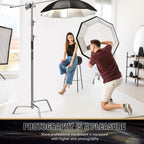10.8ft Silver C Stand Light Stand Stainless Metal Photography Kit