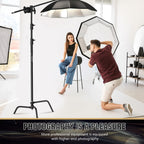 6.8ft Black C Stand Light Stand Stainless Metal Photography Kit