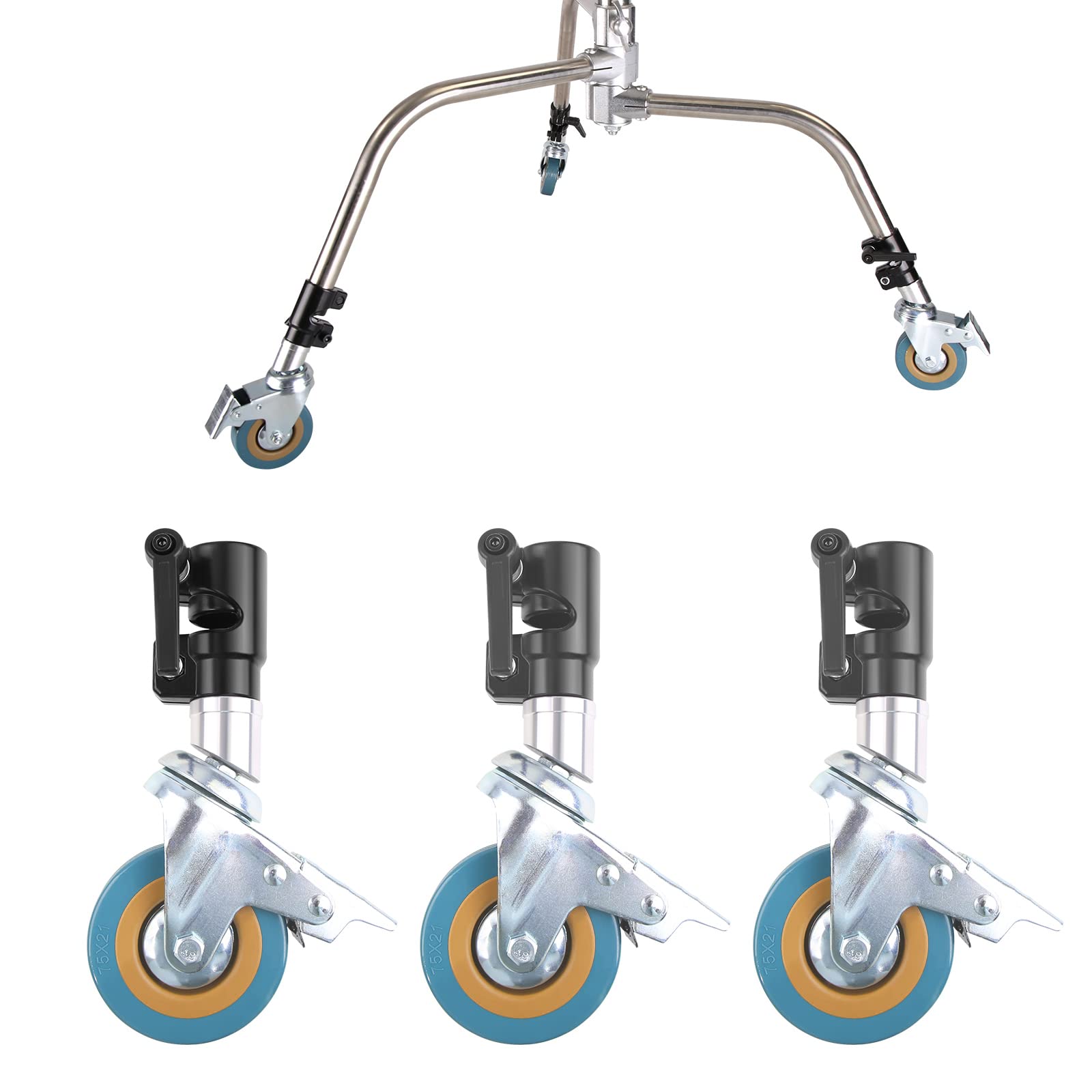 C Stand Caster Wheels – 3 Pack Heavy Duty Swivel Bas