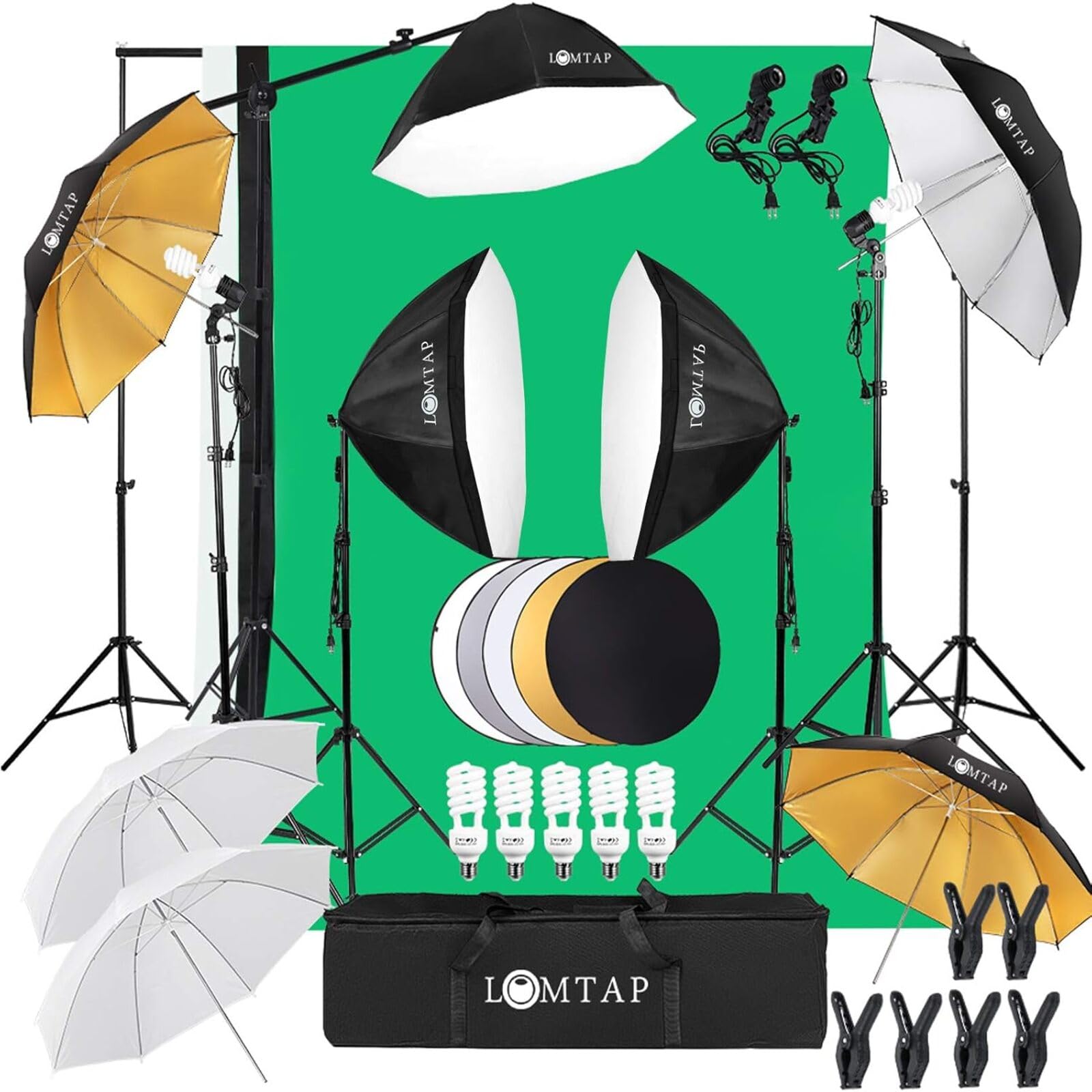 Studio Lighting Kit – Green Screen, Backdrop Stand & Accessories