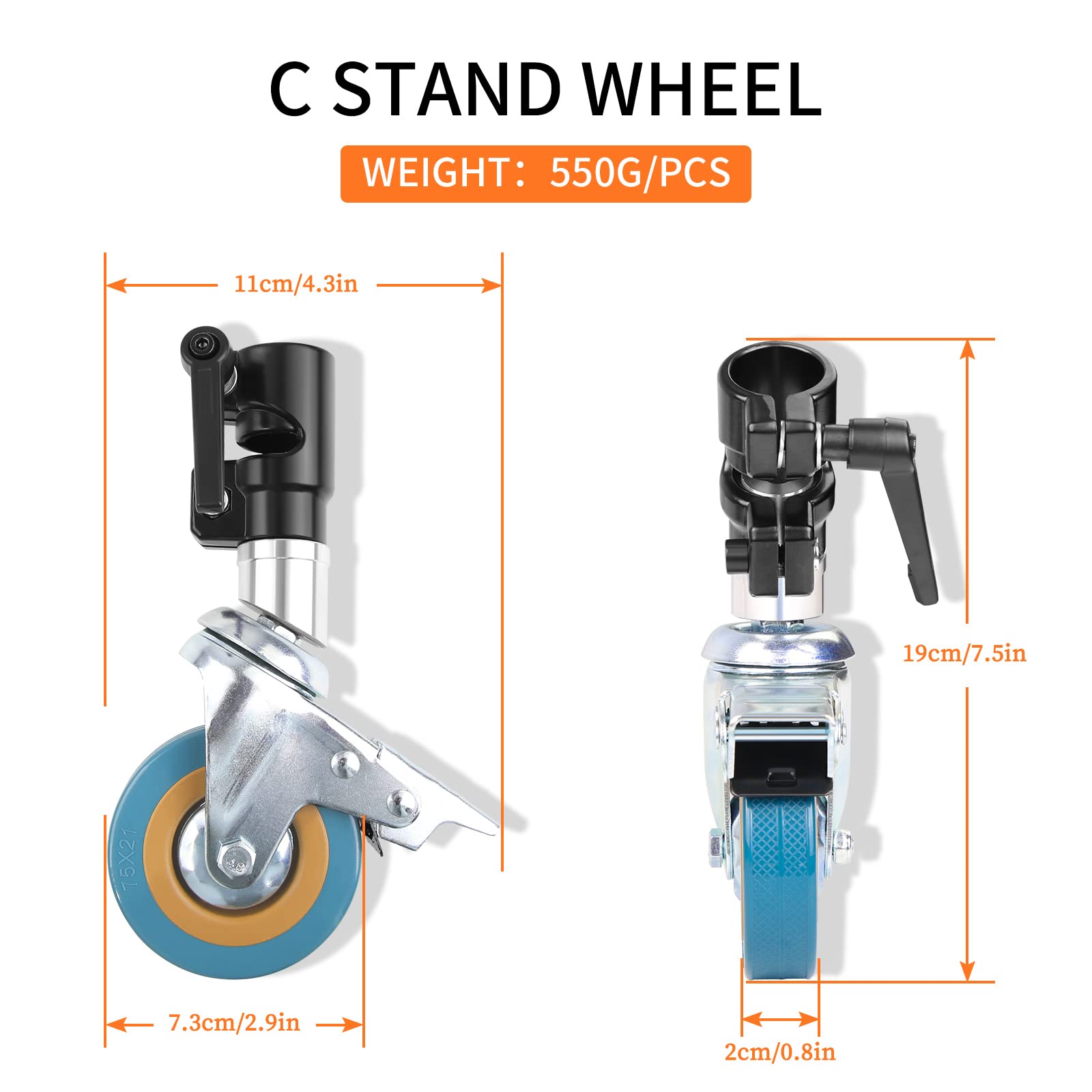 C Stand Caster Wheels – 3 Pack Heavy Duty Swivel Bas