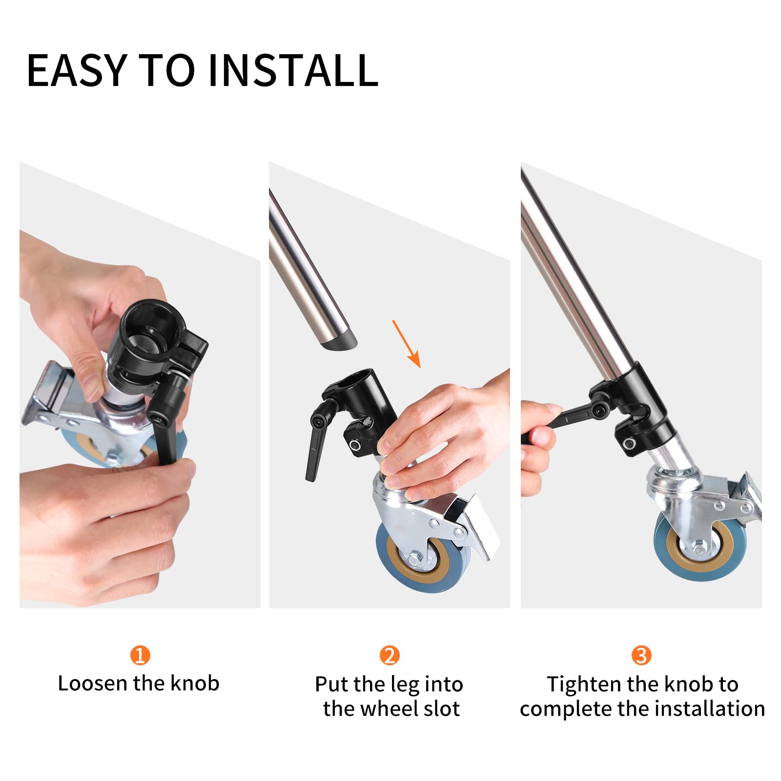 C Stand Caster Wheels – 3 Pack Heavy Duty Swivel Bas