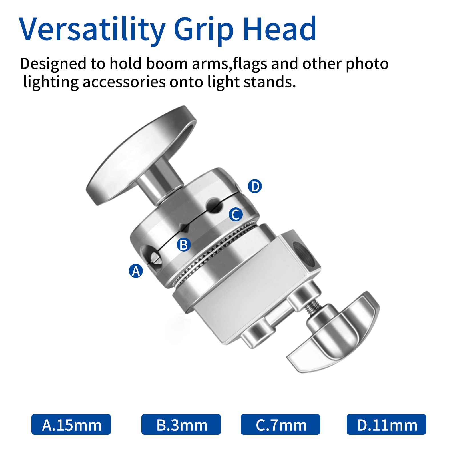 C Stand Boom Arm – 2.5" Grip Head & Swivel Adapter for Light Stand