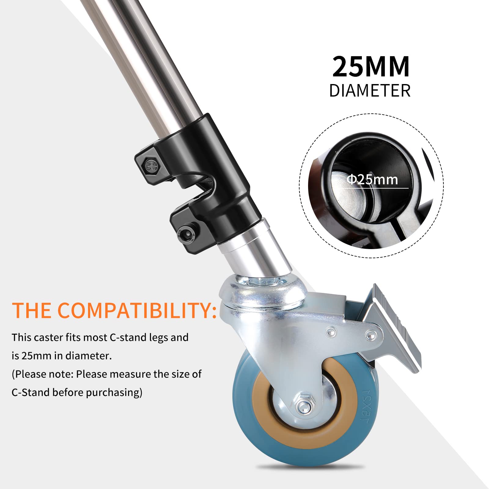 C Stand Caster Wheels – 3 Pack Heavy Duty Swivel Bas