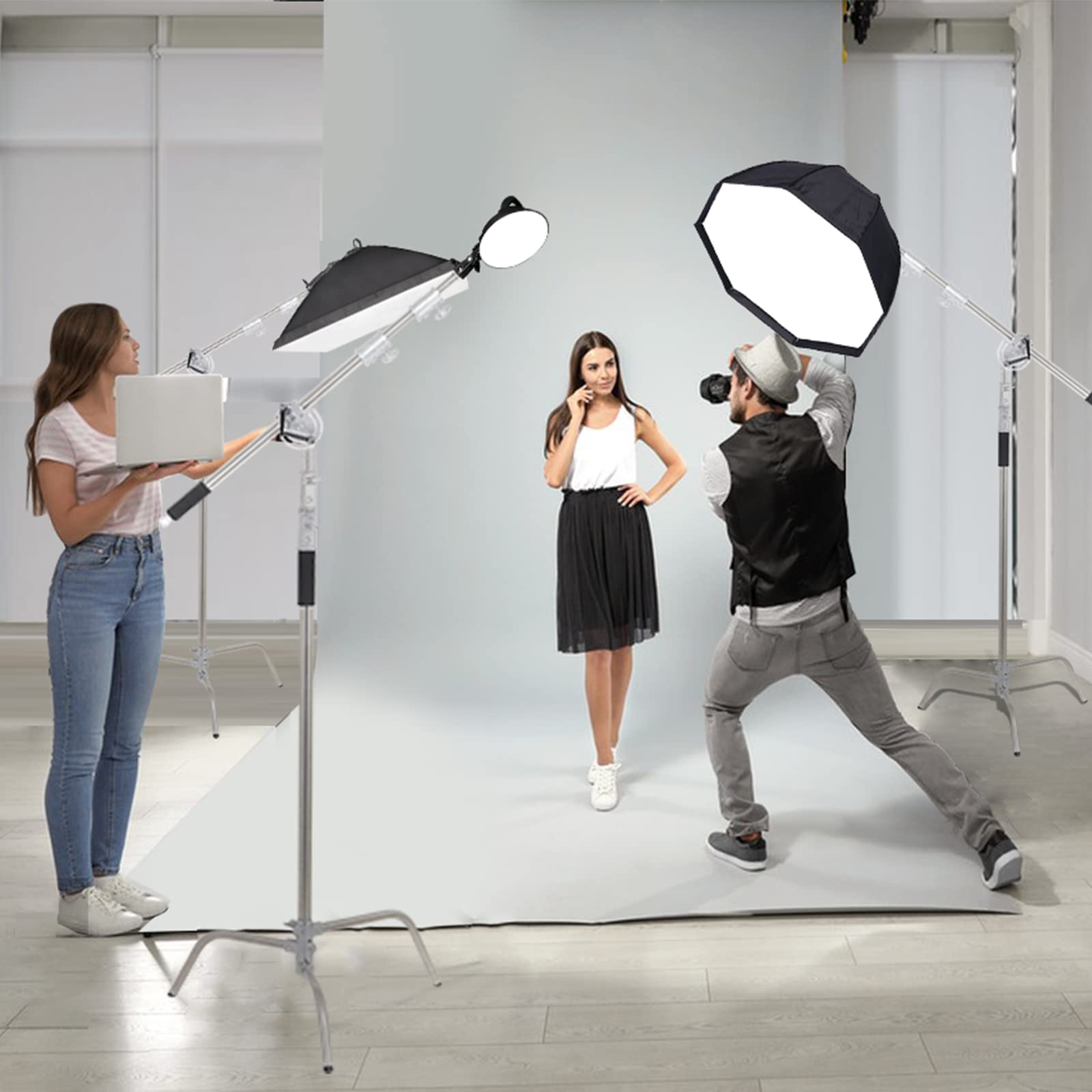 C Stand Boom Arm – Heavy Duty Rotating Crossbar with Sandbag